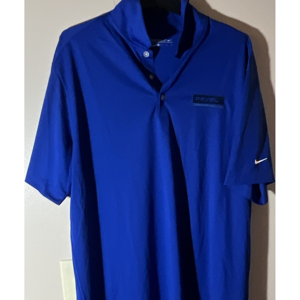 Nike Golf Dri-FIT Men's XL Blue Solid Short Sleeve Collared Polo Logo